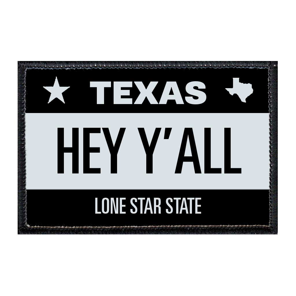 Hey Y'All - Texas License Plate - Removable Patch - Pull Patch - Removable Patches For Authentic Flexfit and Snapback Hats