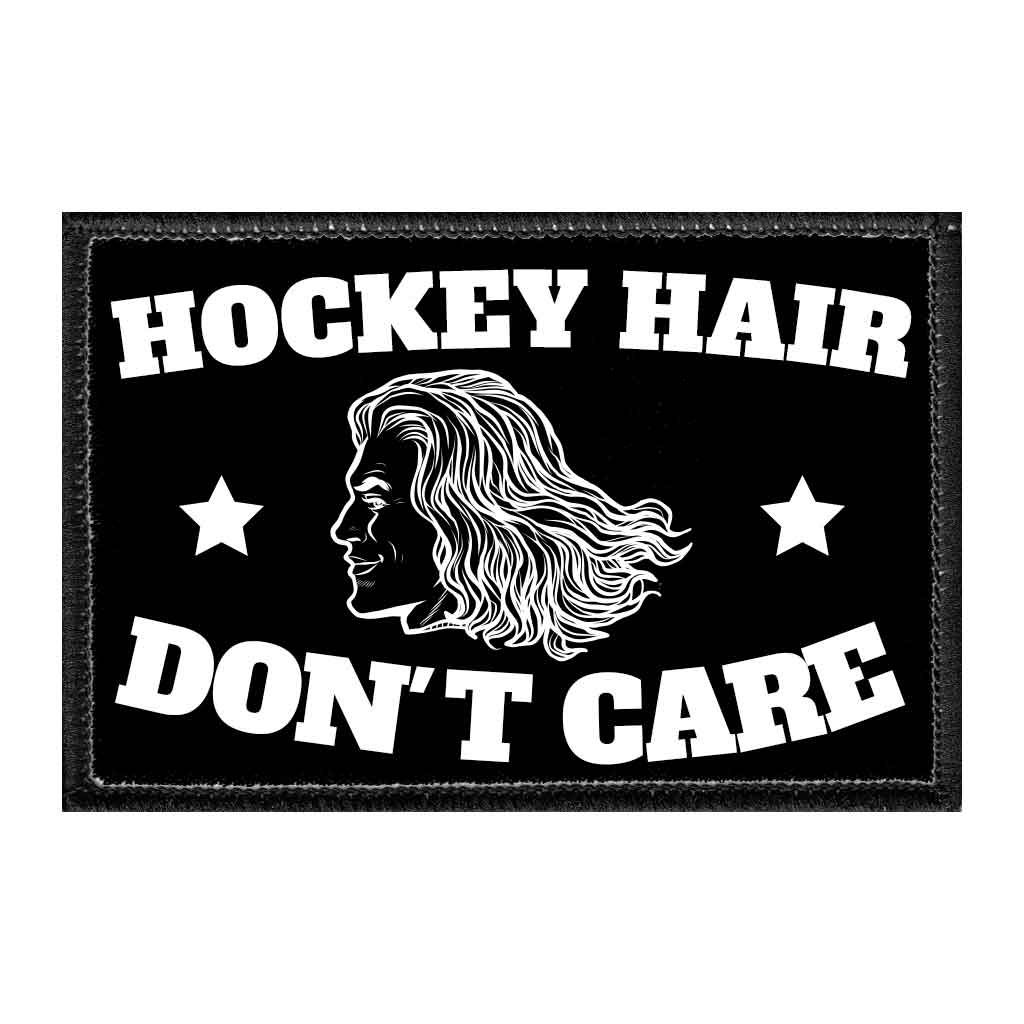 Hockey Hair, Don't Care - Removable Patch - Pull Patch - Removable Patches For Authentic Flexfit and Snapback Hats