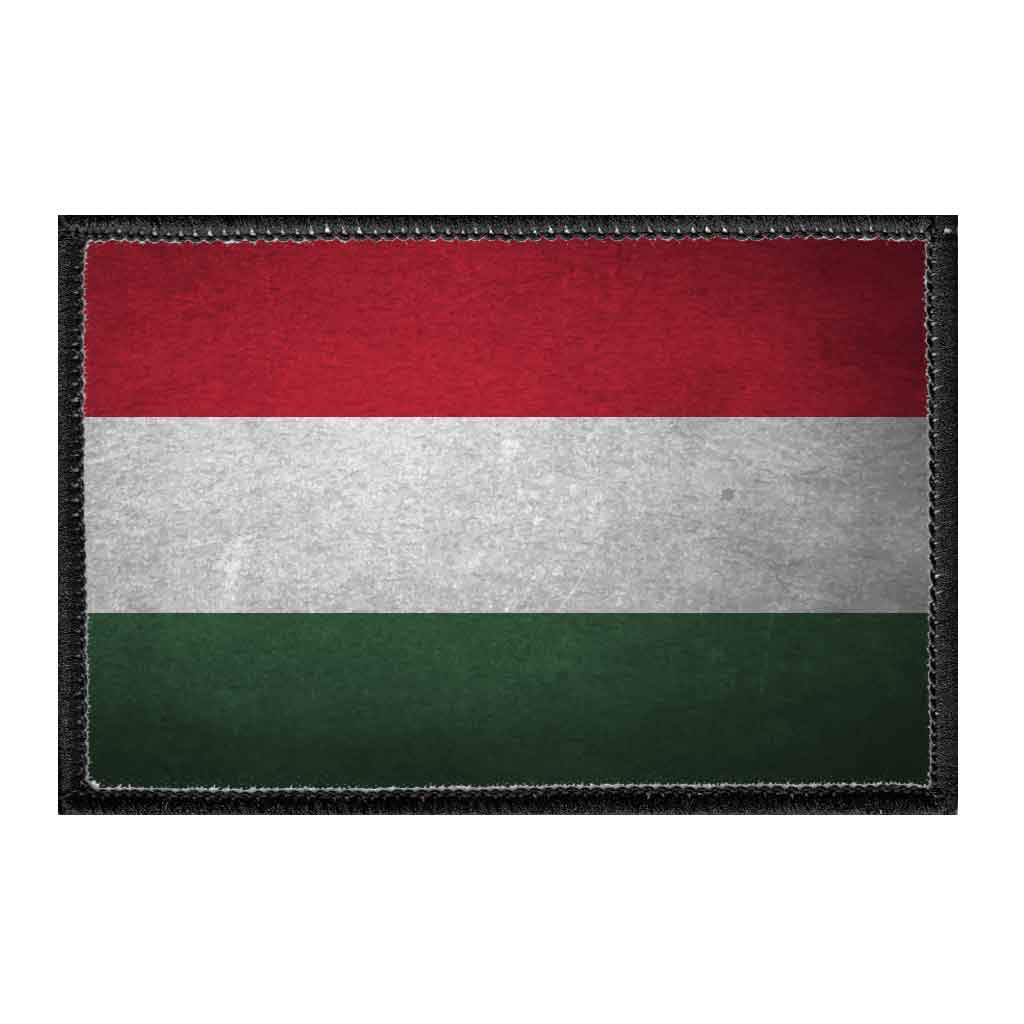 Hungary Flag - Color - Distressed - Removable Patch - Pull Patch - Removable Patches For Authentic Flexfit and Snapback Hats