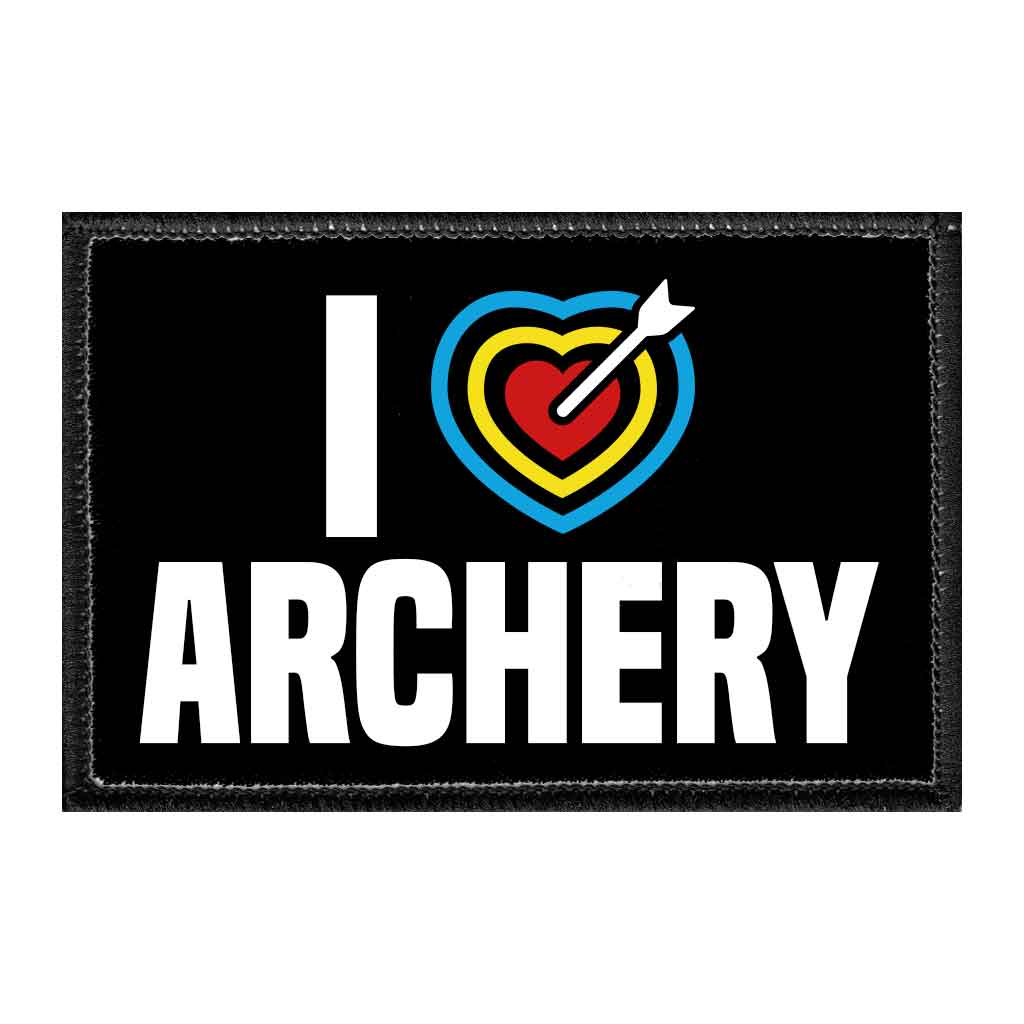 I Love Archery - Removable Patch - Pull Patch - Removable Patches That Stick To Your Gear