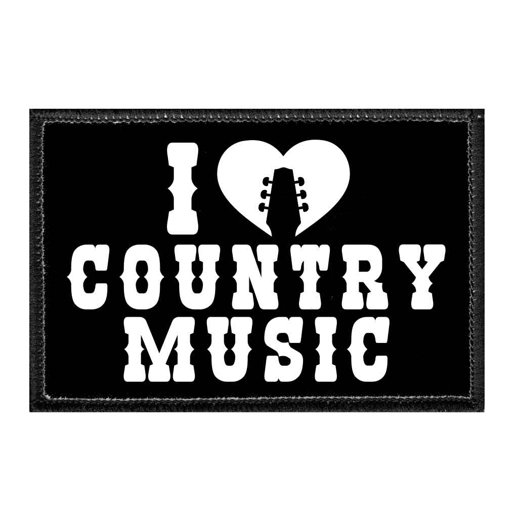 I Love Country Music - Removable Patch - Pull Patch - Removable Patches For Authentic Flexfit and Snapback Hats