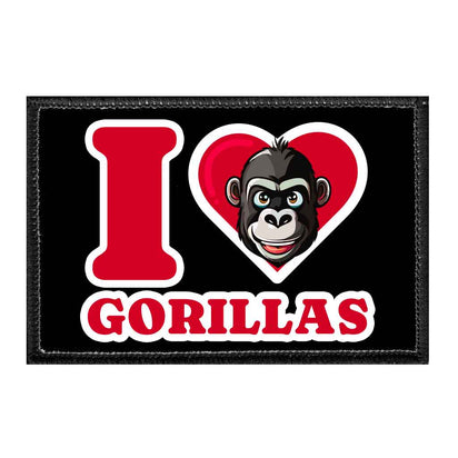 I Love Gorillas - Removable Patch - Pull Patch - Removable Patches That Stick To Your Gear