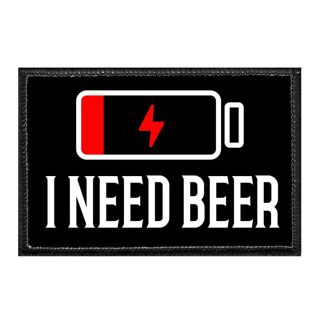 I Need Beer - Battery - Removable Patch - Pull Patch - Removable Patches For Authentic Flexfit and Snapback Hats