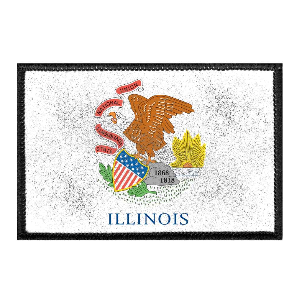 Illinois State Flag - Color - Distressed - Removable Patch - Pull Patch - Removable Patches For Authentic Flexfit and Snapback Hats