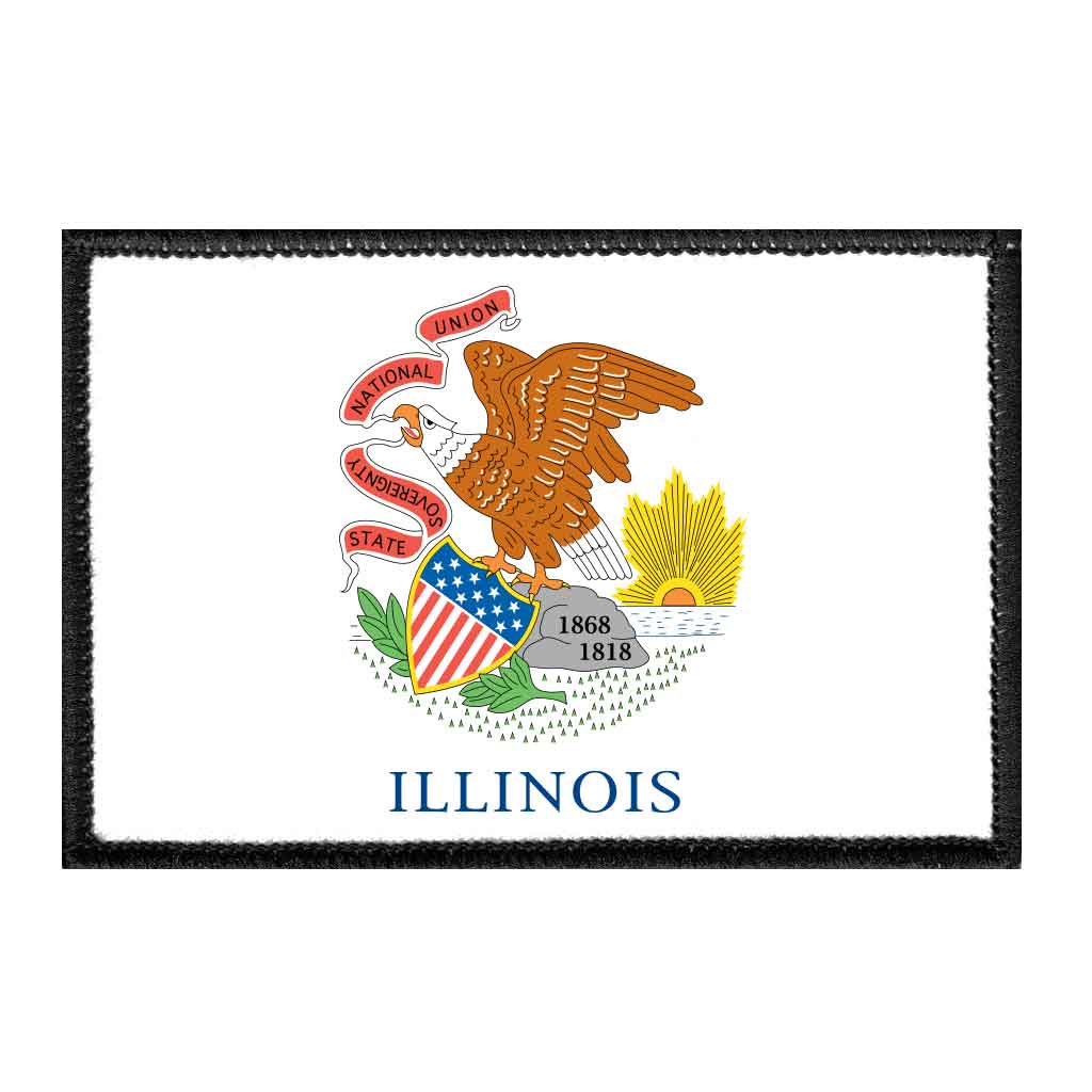 Illinois State Flag - Color - Removable Patch - Pull Patch - Removable Patches For Authentic Flexfit and Snapback Hats
