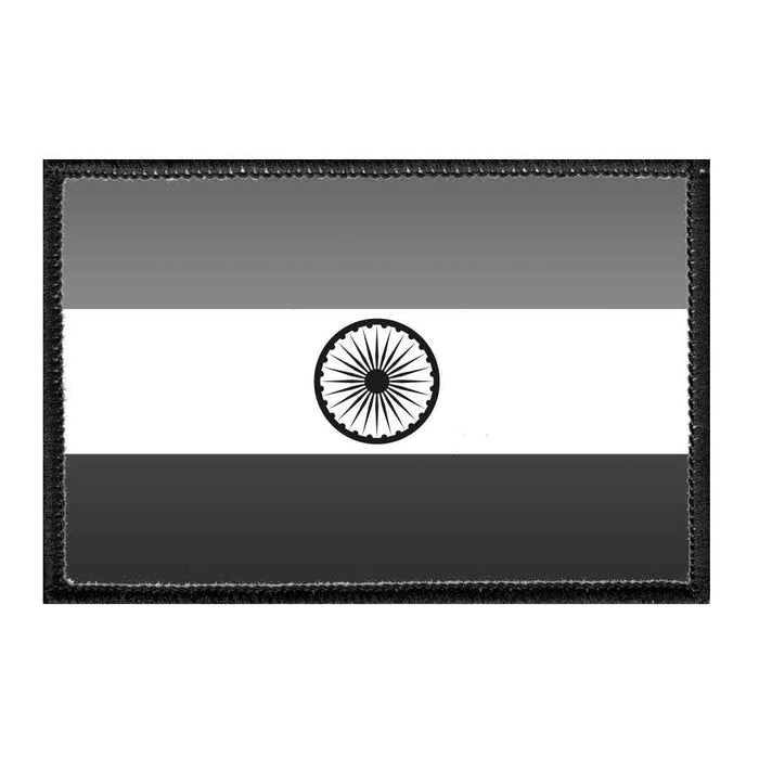 India Flag - Black and White - Removable Patch - Pull Patch - Removable Patches For Authentic Flexfit and Snapback Hats