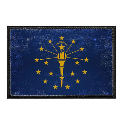 Indiana State Flag - Color - Distressed - Removable Patch - Pull Patch - Removable Patches For Authentic Flexfit and Snapback Hats