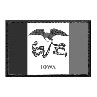 Iowa State Flag - Black and White - Removable Patch - Pull Patch - Removable Patches For Authentic Flexfit and Snapback Hats