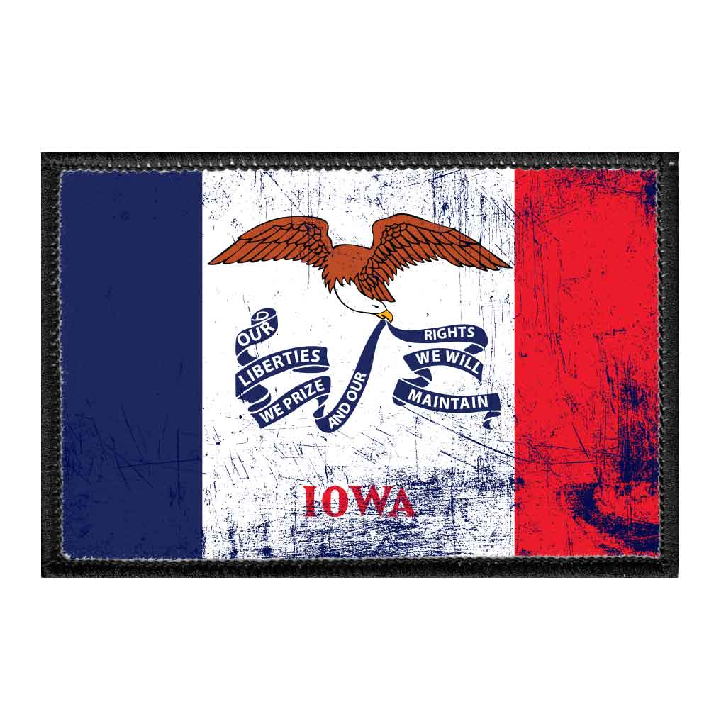 Iowa State Flag - Color - Distressed - Removable Patch - Pull Patch - Removable Patches For Authentic Flexfit and Snapback Hats