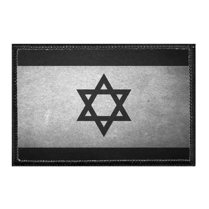 Israel Flag - Black and White - Distressed - Removable Patch - Pull Patch - Removable Patches For Authentic Flexfit and Snapback Hats