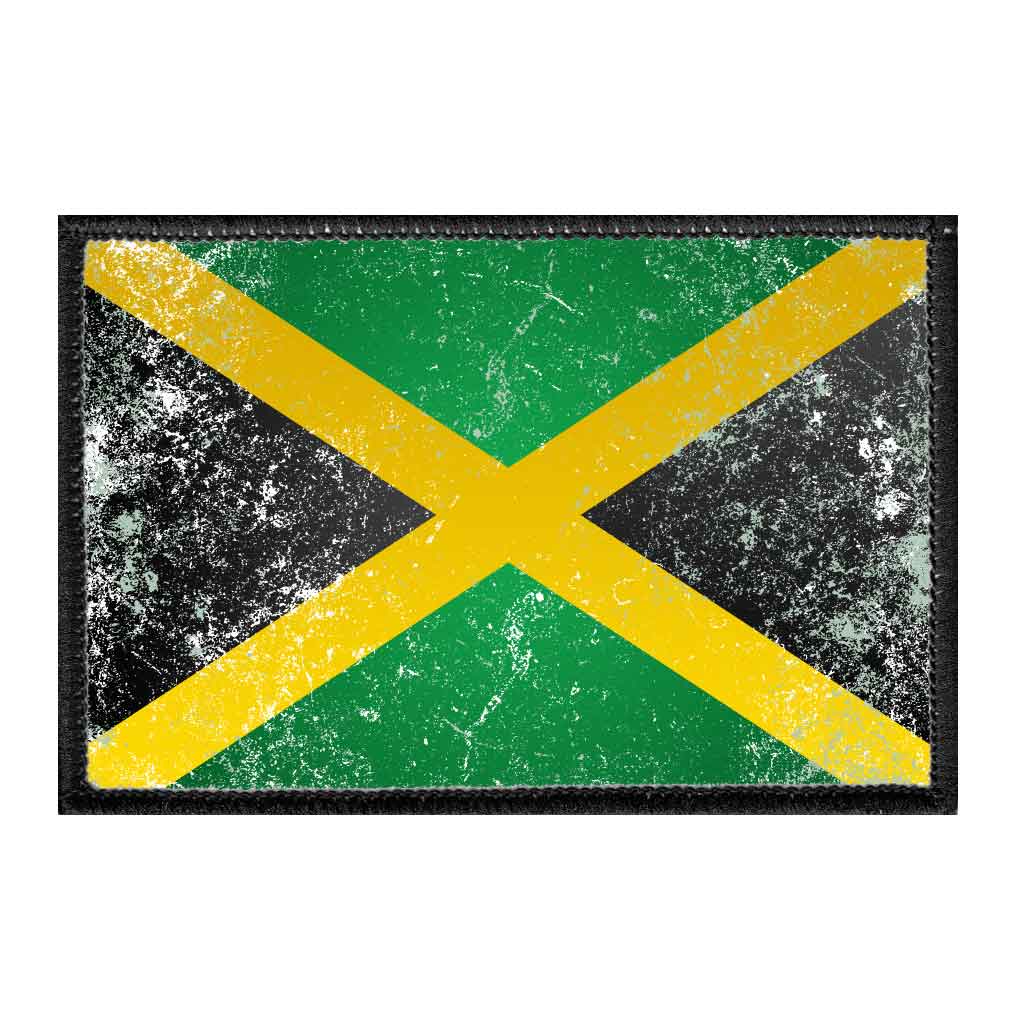 Jamaica Flag - Color - Distressed - Removable Patch - Pull Patch - Removable Patches For Authentic Flexfit and Snapback Hats
