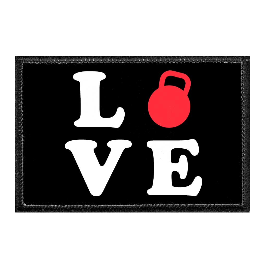 Love - Kettlebell - Removable Patch - Pull Patch - Removable Patches For Authentic Flexfit and Snapback Hats