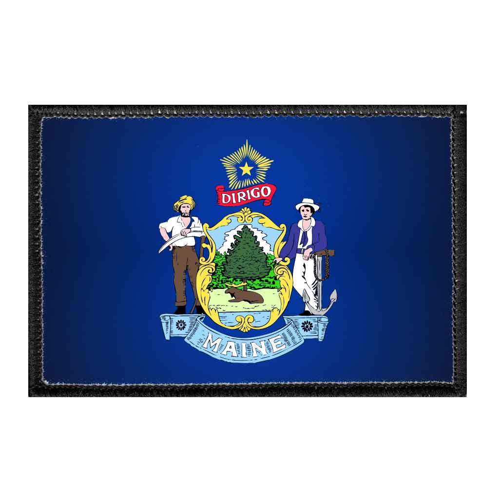 Maine State Flag - Color - Removable Patch - Pull Patch - Removable Patches For Authentic Flexfit and Snapback Hats