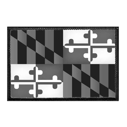 Maryland State Flag - Black and White - Removable Patch - Pull Patch - Removable Patches For Authentic Flexfit and Snapback Hats