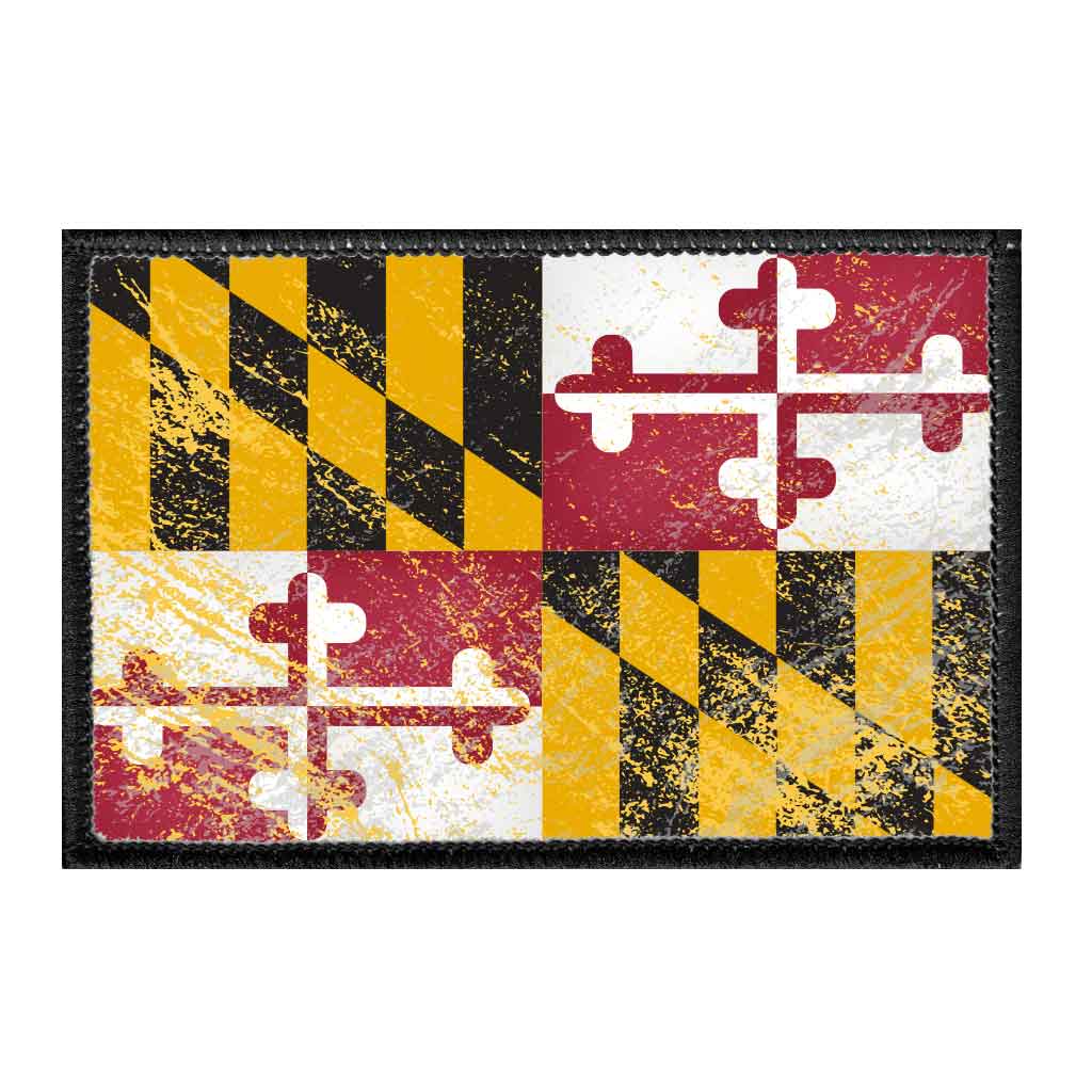 Maryland State Flag - Color - Distressed - Removable Patch - Pull Patch - Removable Patches For Authentic Flexfit and Snapback Hats
