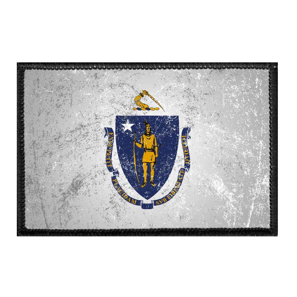 Massachusetts State Flag - Color - Distressed - Removable Patch - Pull Patch - Removable Patches For Authentic Flexfit and Snapback Hats