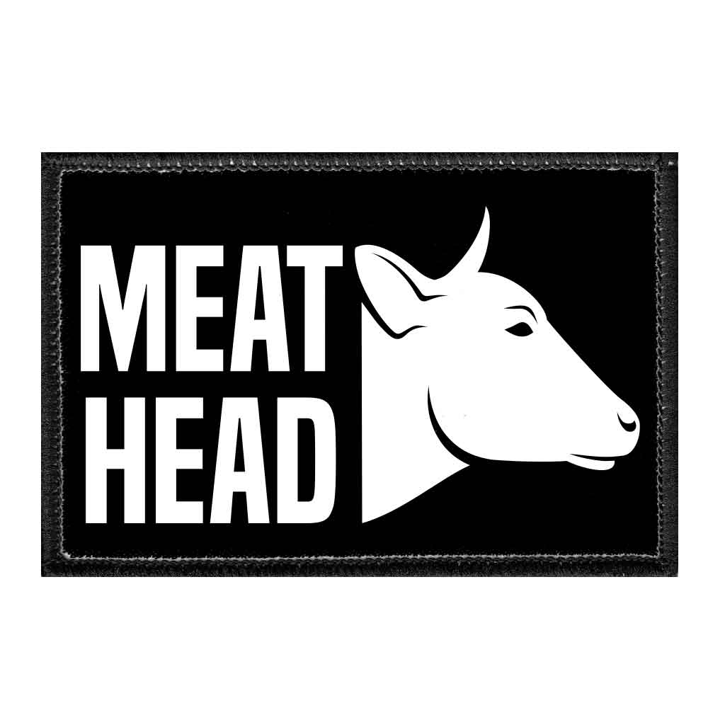 Meat Head - Cow - Removable Patch - Pull Patch - Removable Patches For Authentic Flexfit and Snapback Hats