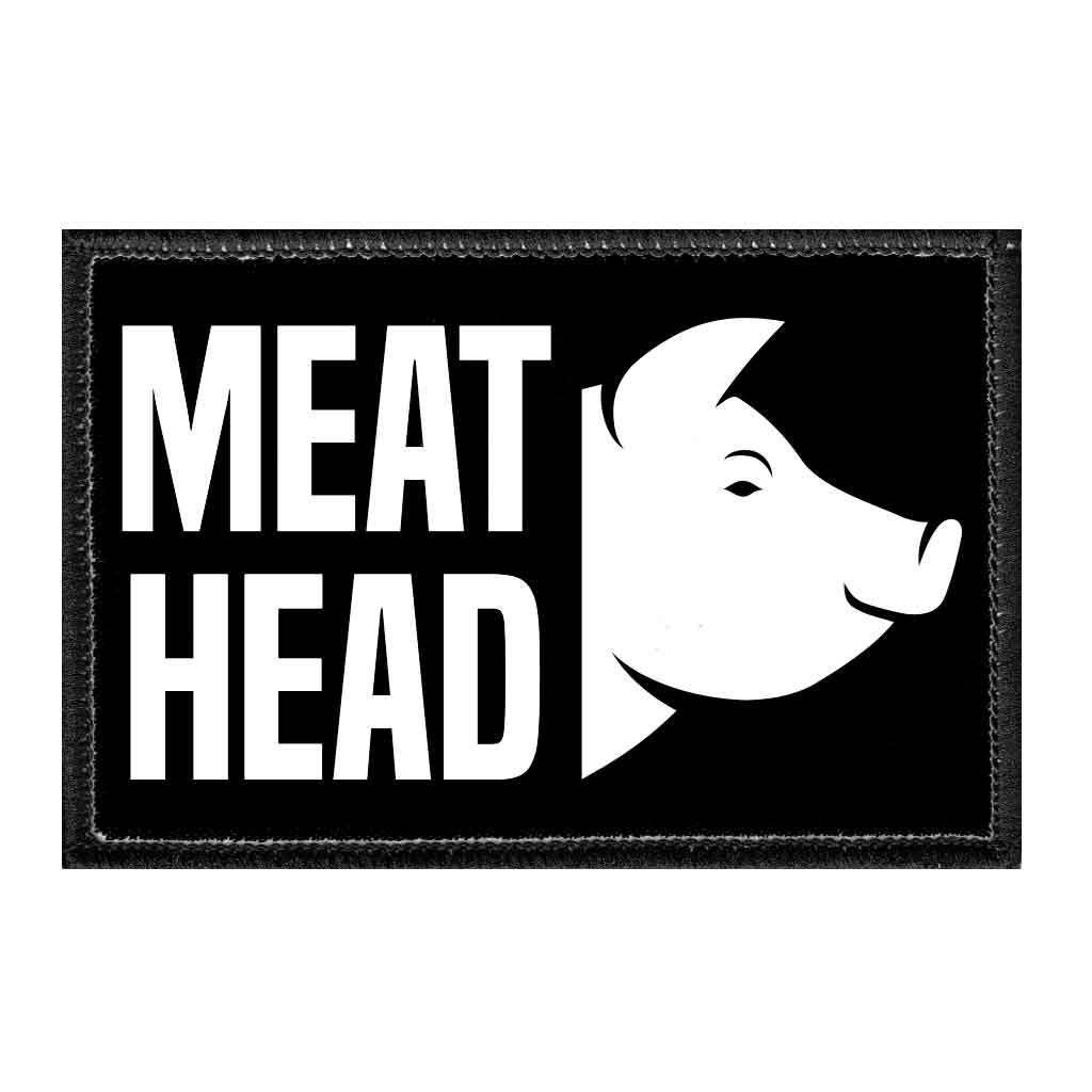 Meat Head - Pig - Removable Patch - Pull Patch - Removable Patches For Authentic Flexfit and Snapback Hats