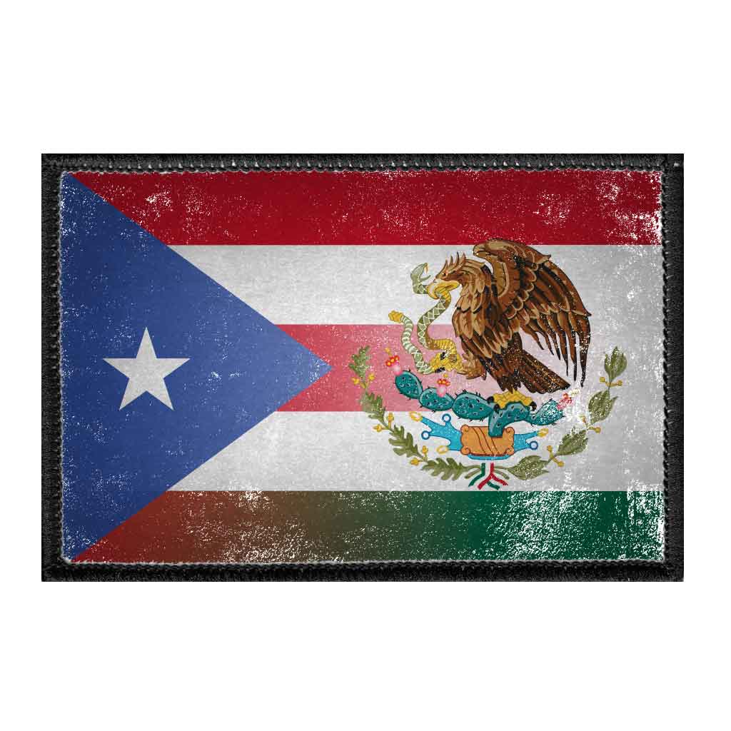 Mexirican Flag - Color - Distressed - Removable Patch - Pull Patch - Removable Patches For Authentic Flexfit and Snapback Hats