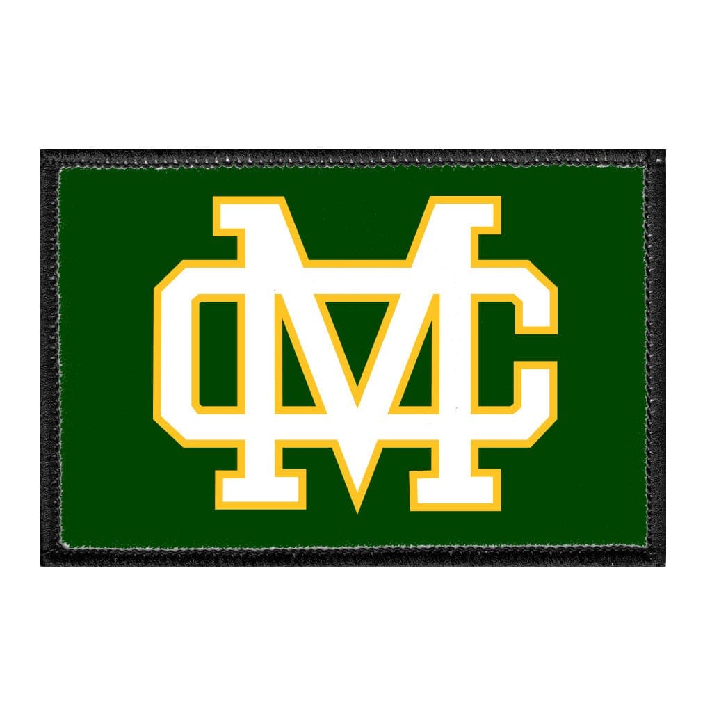 Mira Costa Badge - White Text Yellow Outline - Removable Patch - Pull Patch - Removable Patches That Stick To Your Gear
