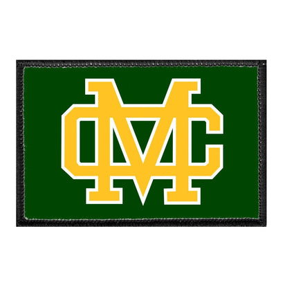 Mira Costa Badge - Yellow Text White Outline - Removable Patch - Pull Patch - Removable Patches That Stick To Your Gear