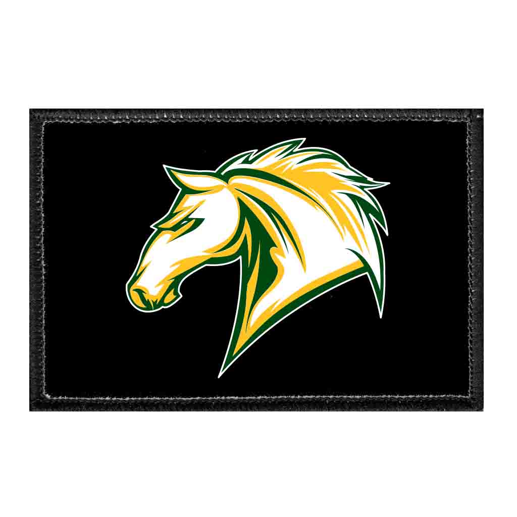 Mira Costa Horse Head - Black Background - Removable Patch - Pull Patch - Removable Patches That Stick To Your Gear