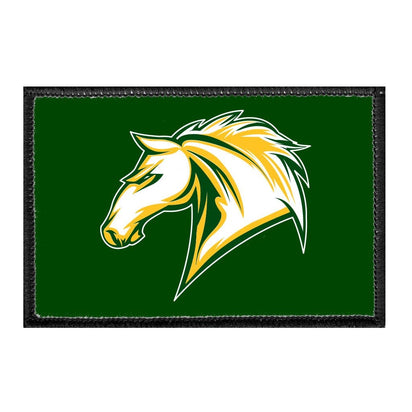 Mira Costa Horse Head - White & Yellow - Removable Patch - Pull Patch - Removable Patches That Stick To Your Gear