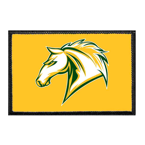 Mira Costa Horse Head - Yellow Background - Removable Patch - Pull Patch - Removable Patches That Stick To Your Gear