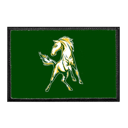 Mira Costa Horse - White & Yellow - Removable Patch - Pull Patch - Removable Patches That Stick To Your Gear