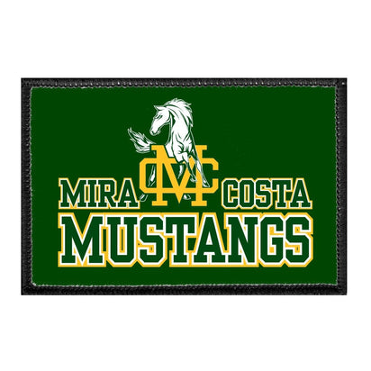 Mira Costa Mustangs With Badge - Removable Patch - Pull Patch - Removable Patches That Stick To Your Gear