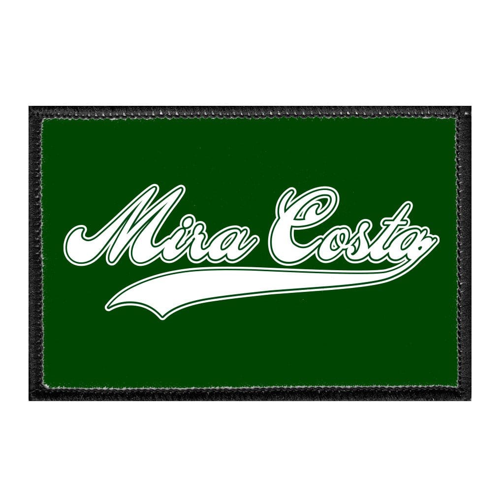 Mira Costa Script Text - White - Removable Patch - Pull Patch - Removable Patches That Stick To Your Gear