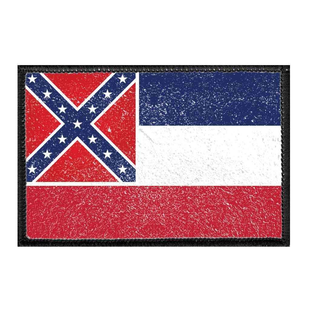 Mississippi State Flag - Color - Distressed - Removable Patch - Pull Patch - Removable Patches For Authentic Flexfit and Snapback Hats