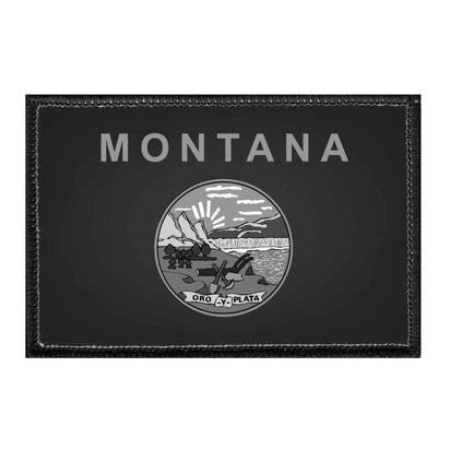 Montana State Flag - Black and White - Removable Patch - Pull Patch - Removable Patches For Authentic Flexfit and Snapback Hats
