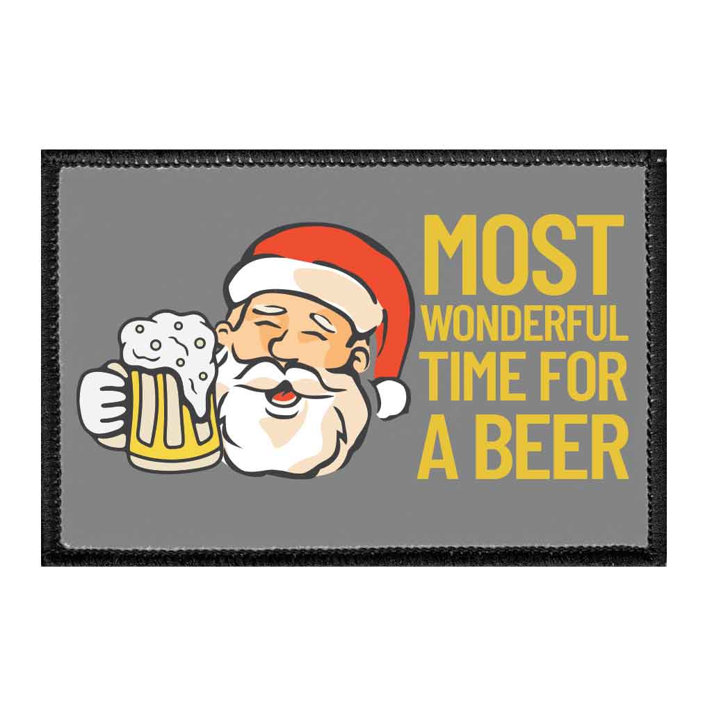 Most Wonderful Time For A Beer - Santa - Removable Patch - Pull Patch - Removable Patches That Stick To Your Gear
