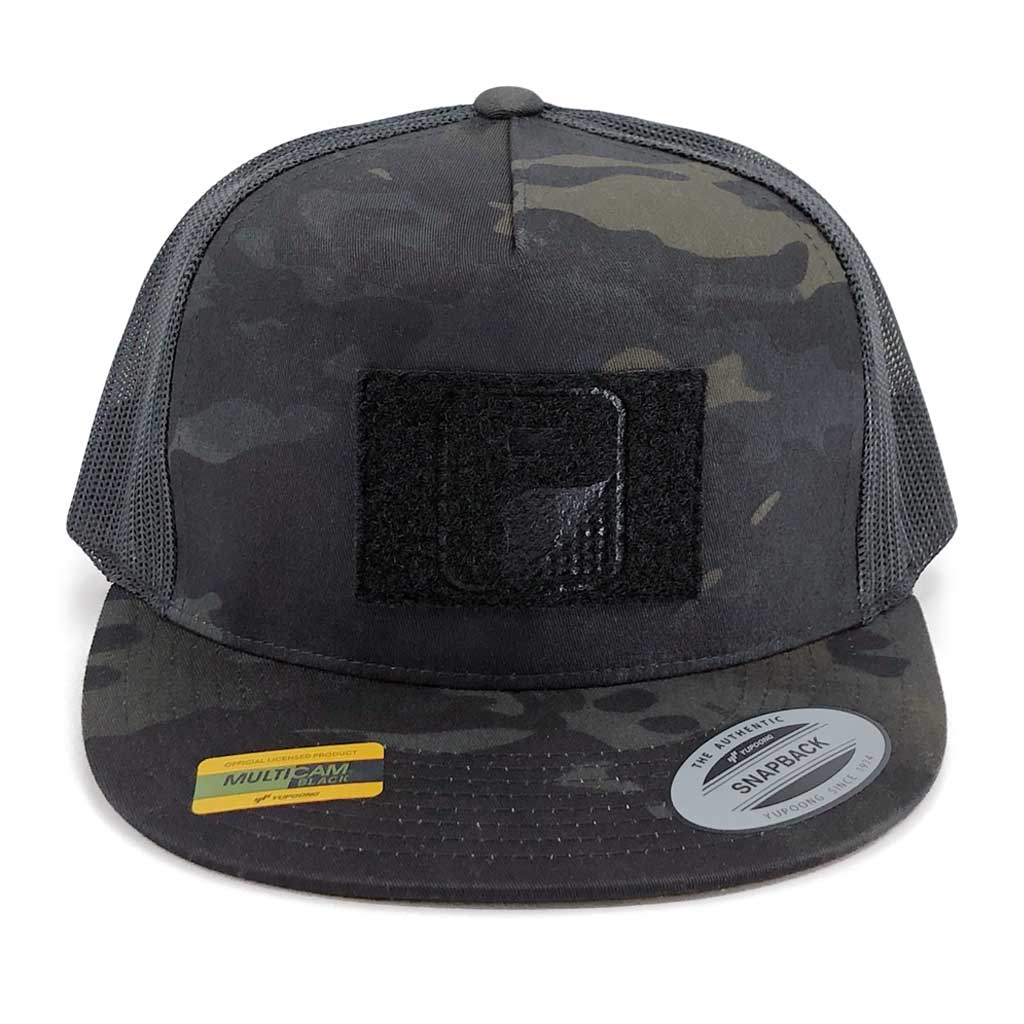 MULTICAM® Classic Black Patch Trucker SNAPBACK by Flat Hat Camo Pull Bill - - and 