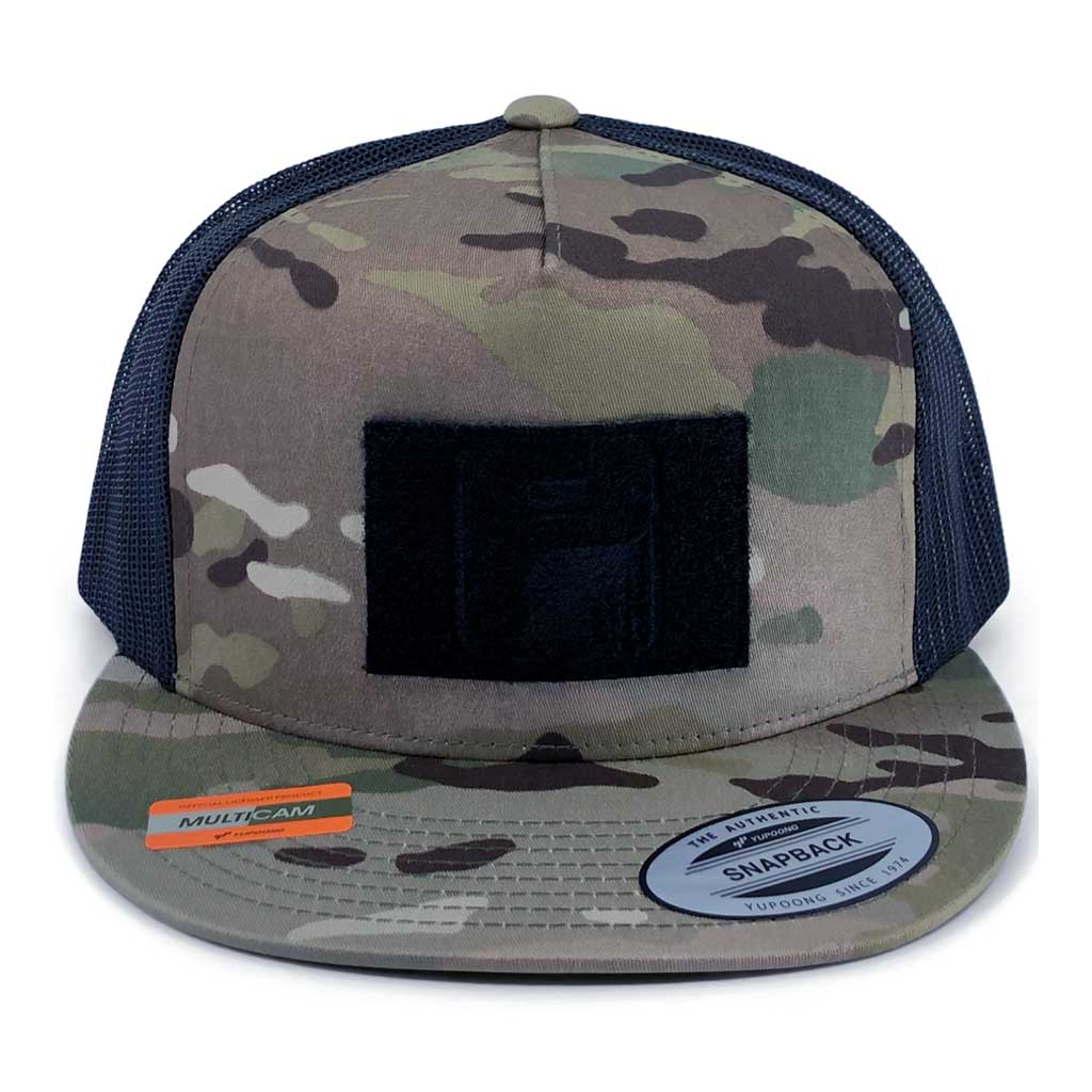 Multicam Classic Trucker - Flat Bill - Pull Patch Hat by Snapback - Camo and Black