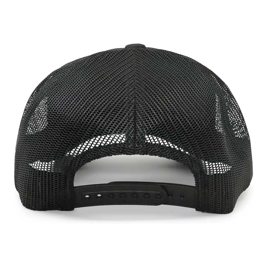 Veil Camo Curved Bill Trucker Pull Patch Hat by Snapback - Black Camo and Black