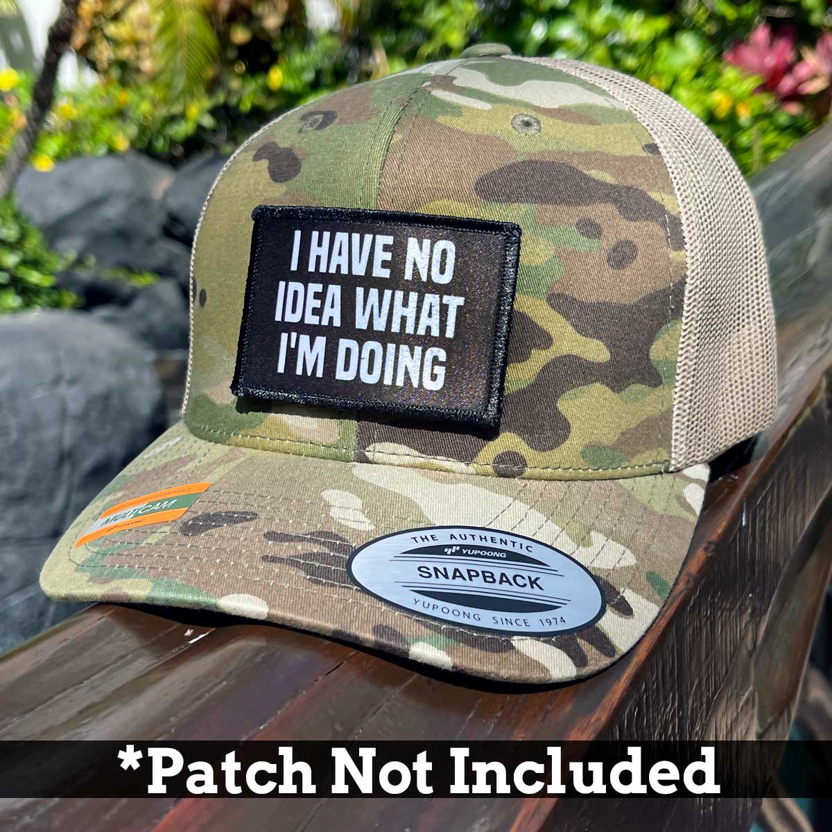 MULTICAM® Retro Trucker Pull Patch Hat by SNAPBACK - Camo and Khaki - Pull Patch - Removable Patches For Authentic Flexfit and Snapback Hats