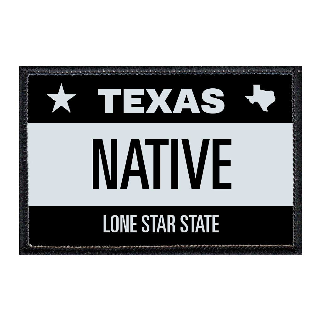 Native - Texas License Plate - Removable Patch - Pull Patch - Removable Patches For Authentic Flexfit and Snapback Hats