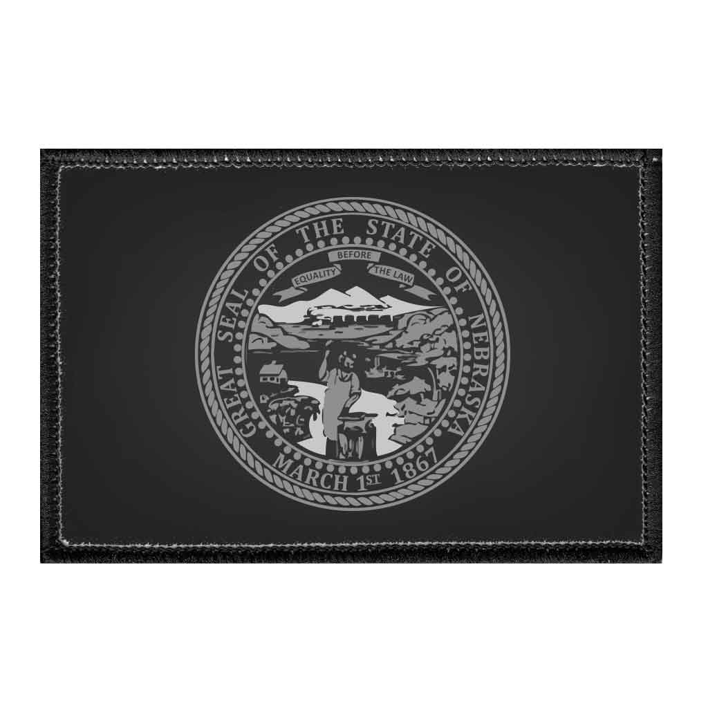 Nebraska State Flag - Black and White - Removable Patch - Pull Patch - Removable Patches For Authentic Flexfit and Snapback Hats