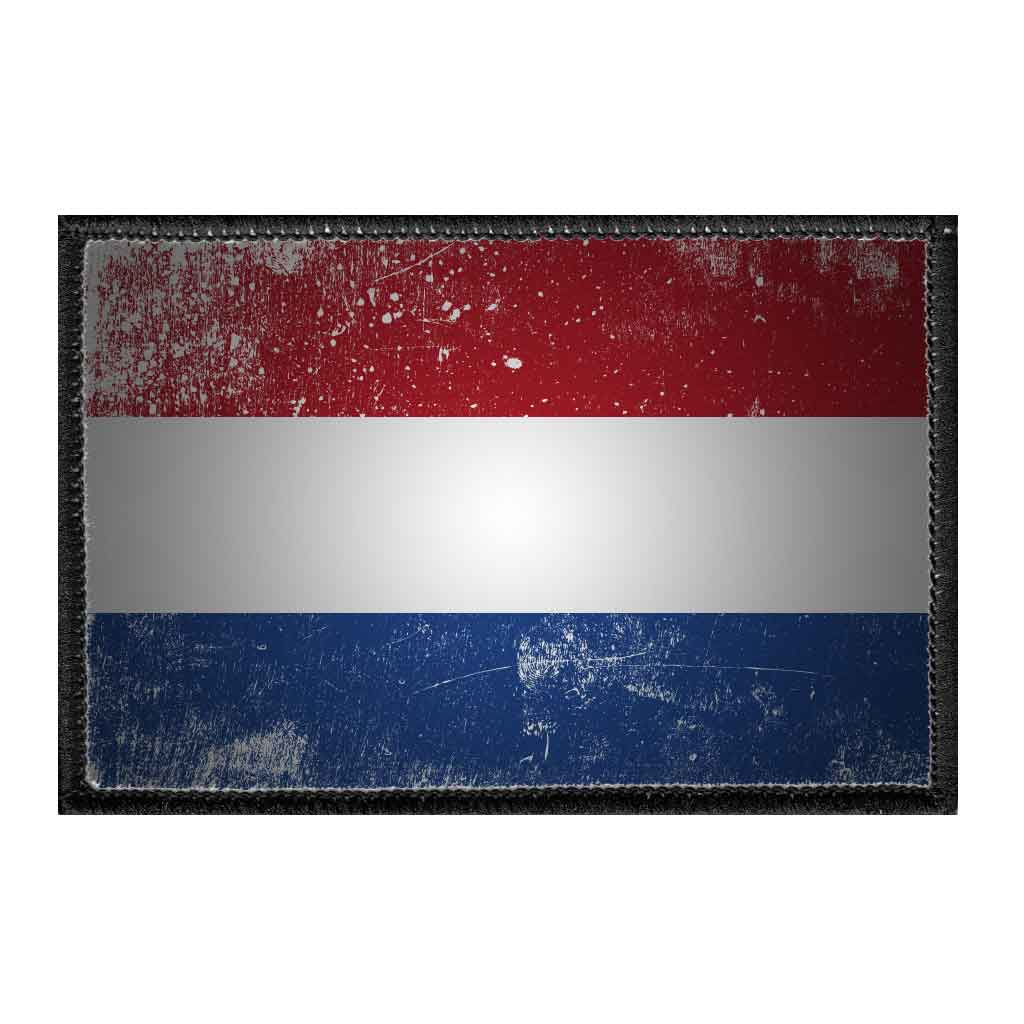 Netherlands Flag - Color - Distressed - Removable Patch - Pull Patch - Removable Patches For Authentic Flexfit and Snapback Hats