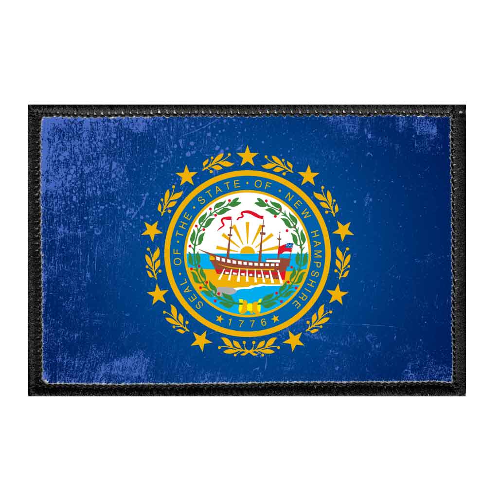 New Hampshire State Flag - Color - Distressed - Removable Patch - Pull Patch - Removable Patches For Authentic Flexfit and Snapback Hats