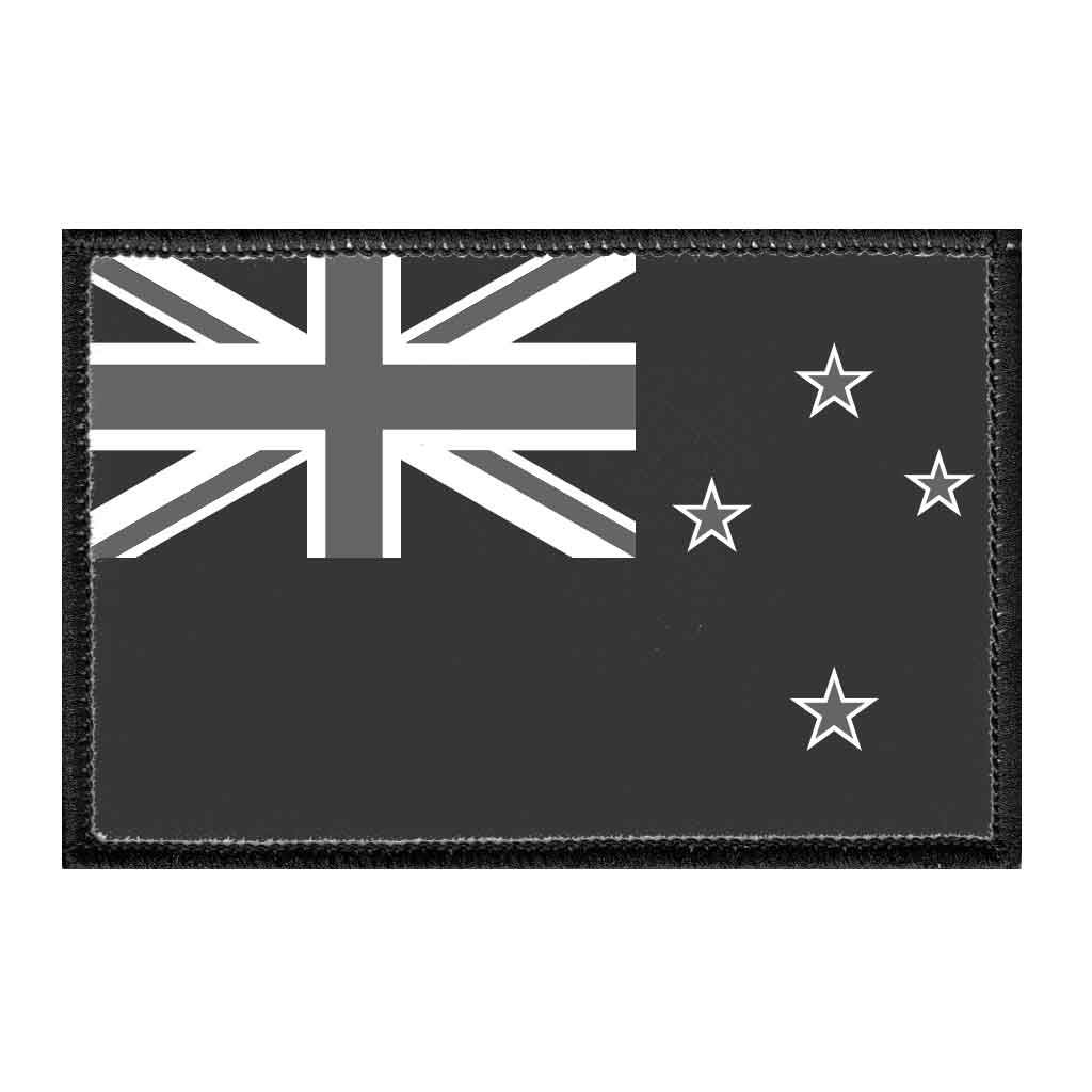 New Zealand Flag - Black and White - Removable Patch - Pull Patch - Removable Patches For Authentic Flexfit and Snapback Hats
