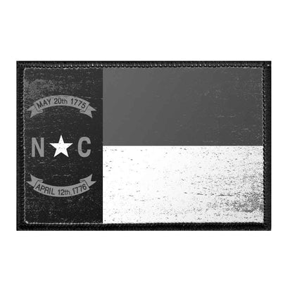 North Carolina State Flag - Black and White - Distressed - Removable Patch - Pull Patch - Removable Patches For Authentic Flexfit and Snapback Hats