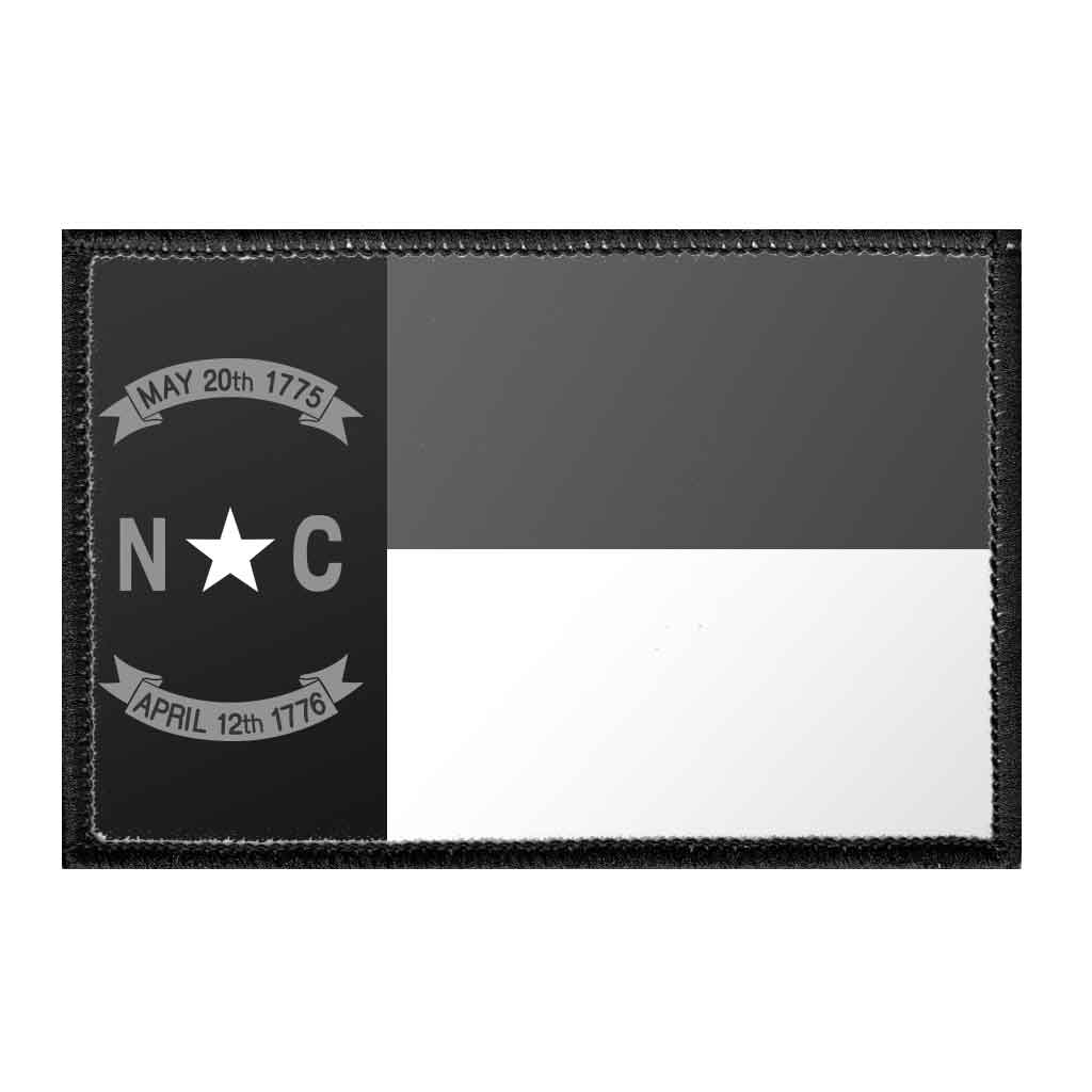 North Carolina State Flag - Black and White - Removable Patch - Pull Patch - Removable Patches For Authentic Flexfit and Snapback Hats