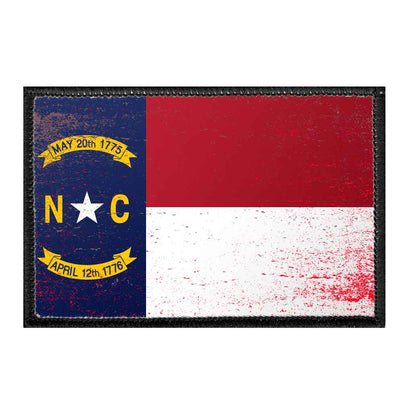 North Carolina State Flag - Color - Distressed - Removable Patch - Pull Patch - Removable Patches For Authentic Flexfit and Snapback Hats
