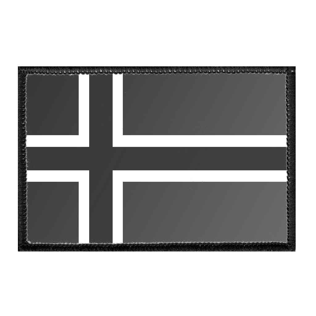 Norway Flag - Black and White - Removable Patch - Pull Patch - Removable Patches For Authentic Flexfit and Snapback Hats