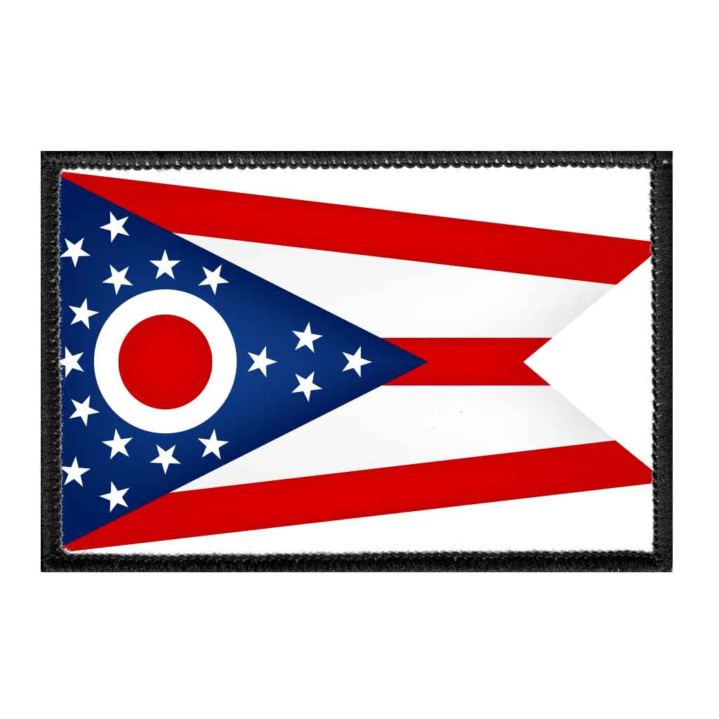 Ohio State Flag - Color - Removable Patch - Pull Patch - Removable Patches For Authentic Flexfit and Snapback Hats