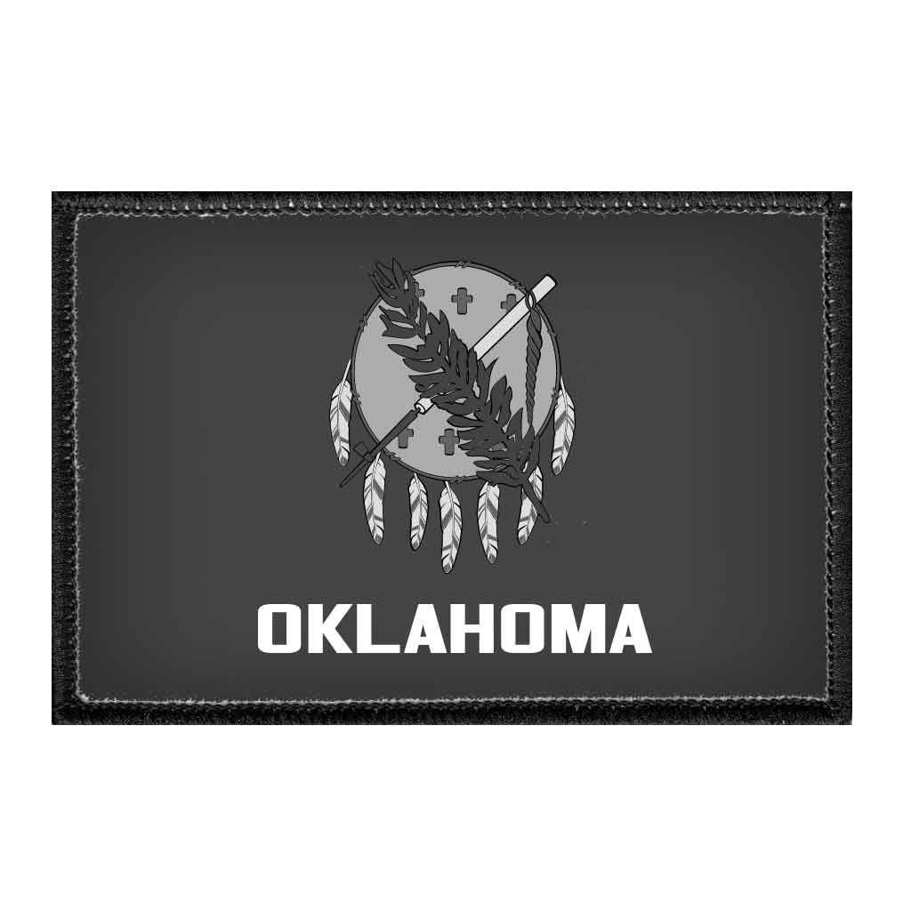 Oklahoma State Flag - Black and White - Removable Patch - Pull Patch - Removable Patches For Authentic Flexfit and Snapback Hats