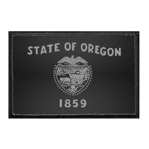 Oregon State Flag - Black and White - Removable Patch - Pull Patch - Removable Patches For Authentic Flexfit and Snapback Hats